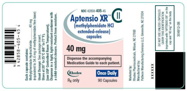 Shop Aptensio XR methylphenidate hydrochloride 40mg  x 1Pack-Online at  Xanax 1mg Online Pharmacy