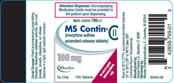 Shop MsContin (morphine Sulfate) 100 Mg Oral Tablets  x 1's-Online at  Xanax 1mg Online Pharmacy